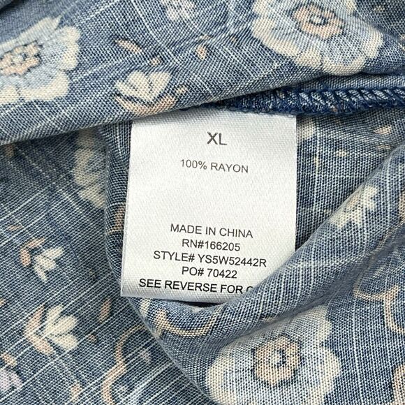 NEW Lucky Brand Blue Floral Fit & Flare Drawstring Waist Midi Sundress XL - Picture 8 of 9